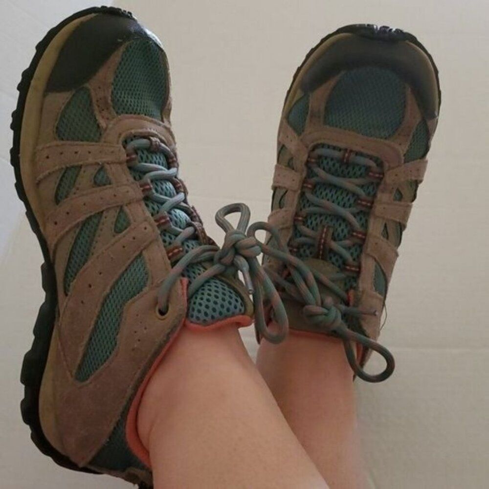 Columbia Hiking Shoe Redmond Techlite Waterproof  Teal Salmon Size Kids Youth 4